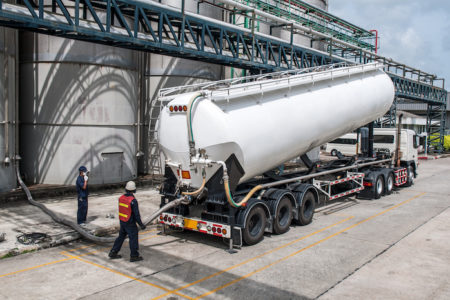 Truck, Tanker Chemical Delivery in Petrochemical Plant